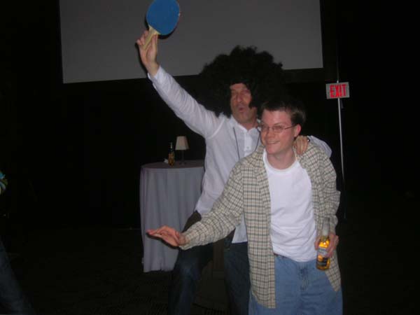 21 Networking Dinner - incriminating wigged instructor and Eric